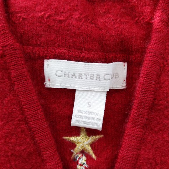 Charter Club S Red Zip Up Christmas Vest - Picture 4 of 4